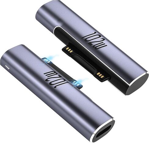 2Pack Magnetic Charger for Surface - 102W USB-C Female to Magnetic Male Charging Adapter, Type-C PD Power Charger Accessory for Microsoft Pro, Surface-Book, Surface-Go, Surface-Laptop, Surface-Duo 2 in Saudi Arabia