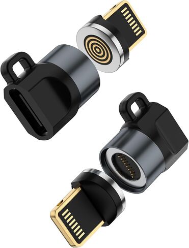 محول مغناطيسي USB C إلى Lightning مكون من قطعتين، موصل مزامنة البيانات فقط | محول Lightning مغناطيسي قوي لأجهزة iPhone 14 Pro Max وiPad وAirPods؛ شحن سريع، مزامنة البيانات فقط، وليس للصوت/OTG in Kuwait