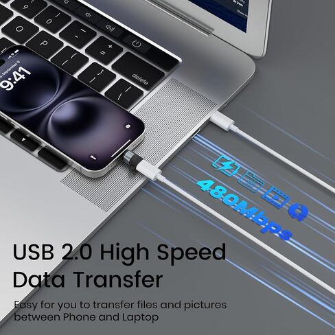 محول مغناطيسي USB C إلى Lightning مكون من قطعتين، موصل مزامنة البيانات فقط | محول Lightning مغناطيسي قوي لأجهزة iPhone 14 Pro Max وiPad وAirPods؛ شحن سريع، مزامنة البيانات فقط، وليس للصوت/OTG in Kuwait