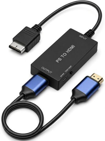 PS to HDMI Converter for PS1 / PS2, S-Video Based HDMI Adapter for HDMI TVs, Monitors and Projectors, Includes 1.5m HDMI and Micro USB Power Cables in Kuwait