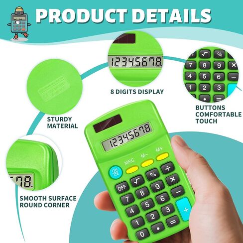 BAYSING 24 PCS Basic Calculators, Pocket-Size Mini with 8 Digit Display | Solar/Battery Dual Power - Bulk for Students, Classroom, Junior High, School, Home & Office (6 Colors) in Saudi Arabia