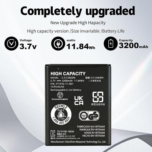 1-Pack TI-84 Plus CE Battery+Charger for Texas Instruments,𝗨𝗽𝗴𝗿𝗮𝗱𝗲𝗱 High Capacity 0 Cycle,P11P35-11-N01 Battery,Part No 3.7L1200SPB 3.7V TI-Nspire CX II TI-Nspire CX II CAS in Saudi Arabia