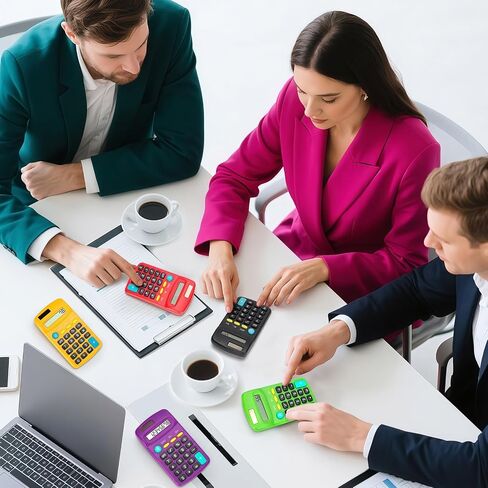 36 PCS Basic Calculators, Pocket-Size Mini with 8 Digit Display, Solar/Battery Dual Power - Bulk for Students, Classroom, Junior High, School, Home & Office (6 Colors) in Saudi Arabia