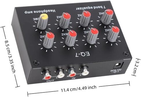 Aluminum Alloy EQ-7 Audio Signal Headset Amplifier, 3.5mm 12dB High Bass 7 Band Sound Equalizer, Adjustment Dual Channel Sound Equalizer in Saudi Arabia