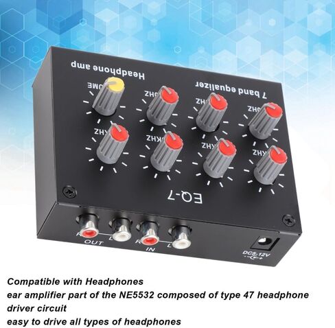 Aluminum Alloy EQ-7 Audio Signal Headset Amplifier, 3.5mm 12dB High Bass 7 Band Sound Equalizer, Adjustment Dual Channel Sound Equalizer in Saudi Arabia