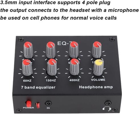 Aluminum Alloy EQ-7 Audio Signal Headset Amplifier, 3.5mm 12dB High Bass 7 Band Sound Equalizer, Adjustment Dual Channel Sound Equalizer in Saudi Arabia