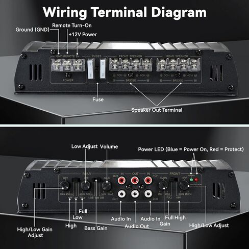 Car Amplifier 4 Channel, Amplifier Car Audio, 4 Channel Amp, 5800W Peak Power Silver Aluminum Alloy Car Stereo Audio Amplifier for Car Speakers and Subwoofers in Kuwait