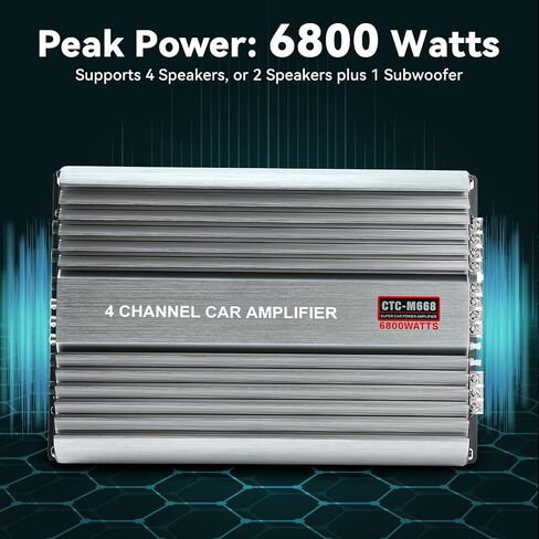 Car Amplifier 4 Channel, Amplifier Car Audio, 4 Channel Amp, 5800W Peak Power Silver Aluminum Alloy Car Stereo Audio Amplifier for Car Speakers and Subwoofers in Kuwait