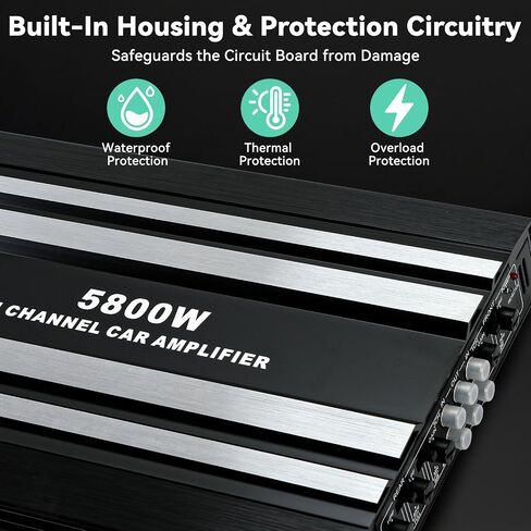 Car Amplifier 4 Channel, Amplifier Car Audio, 4 Channel Amp, 4 Channel Amplifier, Class A/B 5800W Peak Black Aluminum Alloy Car Stereo Amplifier for Car Speakers and Subwoofers in Kuwait