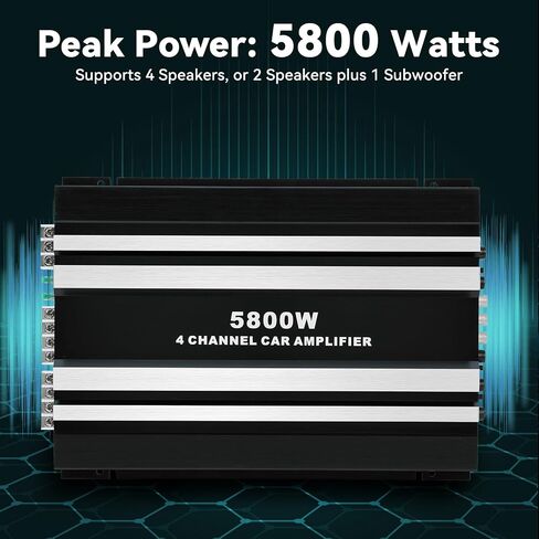 Car Amplifier 4 Channel, Amplifier Car Audio, 4 Channel Amp, 4 Channel Amplifier, Class A/B 5800W Peak Black Aluminum Alloy Car Stereo Amplifier for Car Speakers and Subwoofers in Kuwait