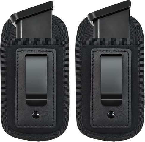 2 Pack Universal Magazine IWB Pouch Concealed Carry 9mm .40 .45 .380 .357, Mag Holster for S&W M&P Sig Sauer Ruger Glock, Handgun Ammo Gun Ammunition Holsters in Saudi Arabia