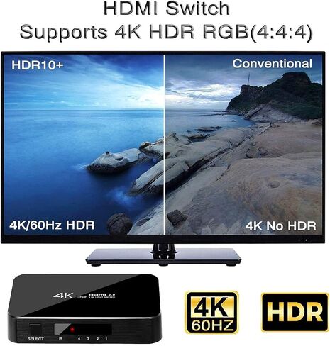 HDMI Switch 4X1, 4K Ultra HD HDMI Switcher 4 in 1 Out Support HDMI 2.0 HDCP 2.2,4K@60Hz, 3D,1080P, 4Kx2k@60Hz (IR Remote Control) in Saudi Arabia