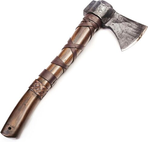 Norse Tradesman 14" Viking Throwing Axe - Carbon Steel Head, Ash Wood Handle, Brown, Regulation Size, Includes Leather Sheath in Saudi Arabia