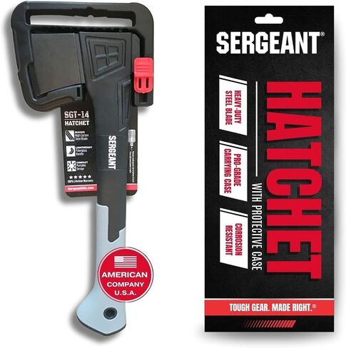 SERGEANT Camping Hatchet SGT-14 Inch, Camp Axe Survival Hatchet Tactical Outdoor Camping Axe w High Carbon Steel Blade, Lightweight Fiberglass Handle, and Compact Portable Design and Carrying Case. in Saudi Arabia