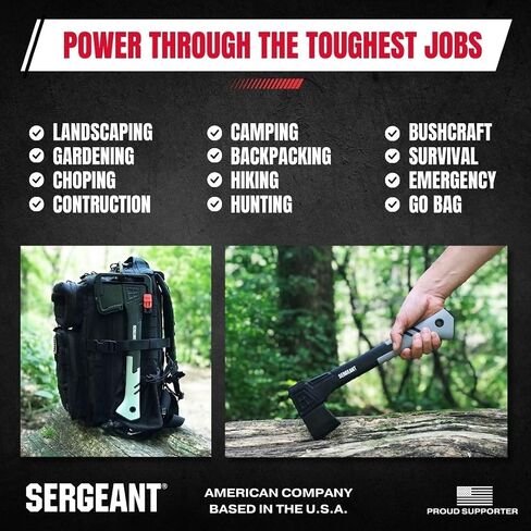 SERGEANT Camping Hatchet SGT-14 Inch, Camp Axe Survival Hatchet Tactical Outdoor Camping Axe w High Carbon Steel Blade, Lightweight Fiberglass Handle, and Compact Portable Design and Carrying Case. in Saudi Arabia