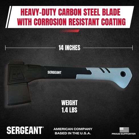SERGEANT Camping Hatchet SGT-14 Inch, Camp Axe Survival Hatchet Tactical Outdoor Camping Axe w High Carbon Steel Blade, Lightweight Fiberglass Handle, and Compact Portable Design and Carrying Case. in Saudi Arabia