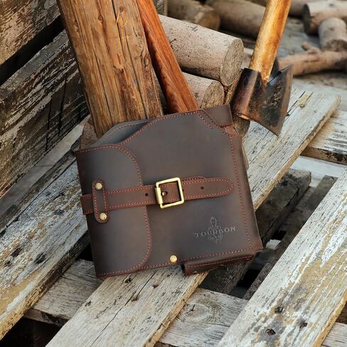 Leather Loggers Felling Axe Sheath Hatchet Head Cover Protector Belt Pouch | Blade Protection Cover, Adjustable,Shields Against Moisture,Fits Blades Up To 5.5" Wide,Gift For Outdoor Enthusiasts Camper in Kuwait