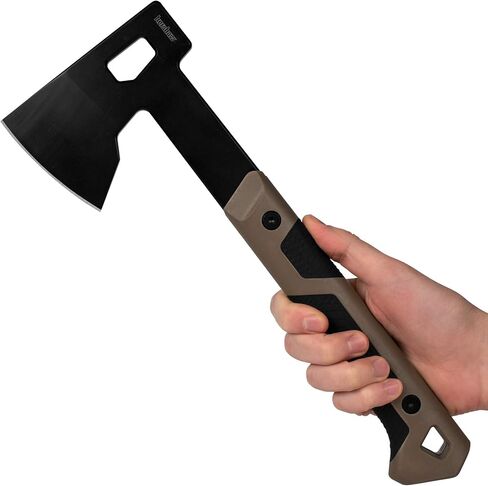 Kershaw Deschutes Skinner Hatchet Camp Ax, Tan, 14 Inch Overall Length | Stainless Steel Fixed Head, Full Tang, EDC, Molded Sheath with Straps, Hatchet Axe for Camping, Backpacking and More in Saudi Arabia