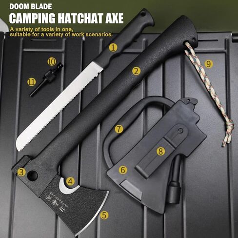14 "Camping Axe with Hammer, Survival Throwing Hatchet with Sheath, Tactical Tomahawk with Spike, Nylon Fiber Handle for Outdoor Survival Hiking Camping in Saudi Arabia