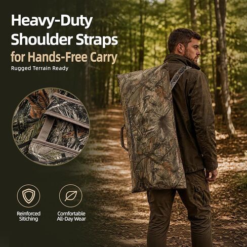 FUNHORUN Extra Large Camo Scent Proof Hunting Bag, 50x26" Waterproof Bag | With Backpack Straps, Scent Lock Hunting Duffle Bag with Airtight Zipper for Clothes, Medium Blind, Gear & Accessories in Saudi Arabia