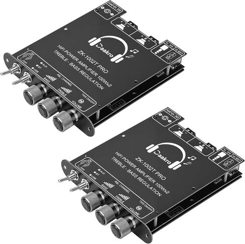 Daakro ZK-1602T Bluetooth Amplifier Board,160W+160W 2.0 Channel Amp Board with Treble and Bass Control,DC 15-36V, Bluetooth and AUX Inputs, Audio Amp Board for Home DIY Wireless Speaker, Password Free in Kuwait