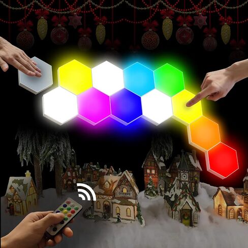 YXQUA Hexagonal Wall Light Modular Touch Sensitive Lights Creative Geometry Assembly LED Hexagon Lights Suitable for Iving Room,Bedrooms,DIY Lovers, Gifts (6 Pack) in Saudi Arabia