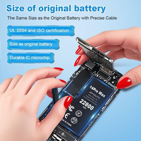 22800mAh Battery for iPhone 14 Pro Max, New 0 Cycle-Upgraded-Higher Capacity Replacement Battery for iPhone 14 Pro Max with Full Set Repair Tool Kit, Model A2894, A2651, A2893, A2895 in Kuwait