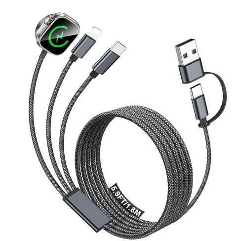 Travel Essentials Multi Charging Cable with 20W Charger Block | 3 in 1 Type C/Lightning/Magnetic Charging Cable for Apple Watch Charger,iPhone Charger,Cruise Vacation Camping Essentials-4FT in Saudi Arabia