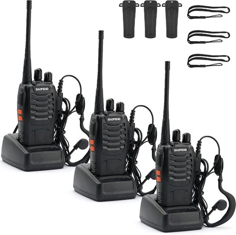 BAOFENG BF-888S Long Range Walkie Talkies for Adults with Earpieces 3Pack | 16 Channel Walkie Talky Rechargeable, walkie talkie cruise,with Flashlight for Team, Hunting Skiing Two Way Radios in Saudi Arabia