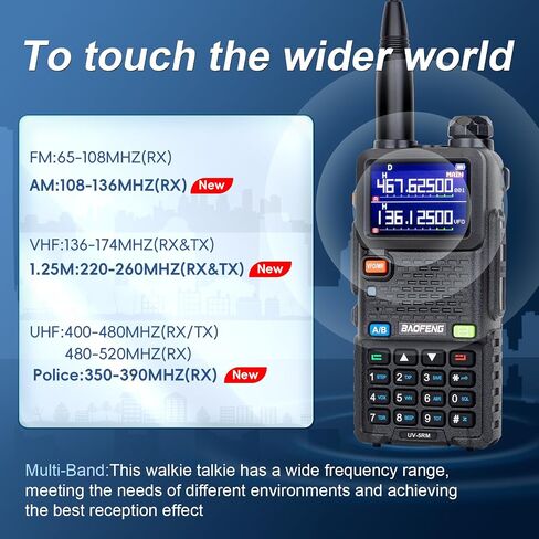 Ham Radio BAOFENG Radio 5RM 10W Handheld Long Range Walkie Talkies NOAA Emergency Two Way Radio with 999CH, USB-C 2500mAh Battery, 6.1" &15.12" 771 Antenna for Survival Gear Hunting Camping -1 Pack in Saudi Arabia