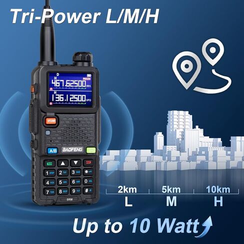 Ham Radio BAOFENG Radio 5RM 10W Handheld Long Range Walkie Talkies NOAA Emergency Two Way Radio with 999CH, USB-C 2500mAh Battery, 6.1" &15.12" 771 Antenna for Survival Gear Hunting Camping -1 Pack in Saudi Arabia
