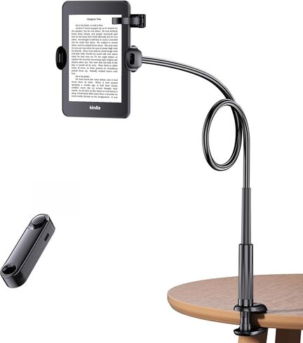 Gooseneck Kindle & Phone Holder with Page Turner Remote for Bed: Flexible Long Arm Clamp Mount for Hands-Free Reading, Bedside Desk Headboard Stand for 4.7–8.6" Devices in Kuwait