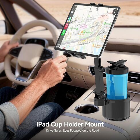 PLDHPRO Cup Holder Tablet Car Mount, Adjustable Truck iPad Cupholder Stand with Telescopic Arm for 5.5-14.6 inch iPad Pro Air Mini Galaxy Tab, Vehicle Road Trip Accessories in Saudi Arabia