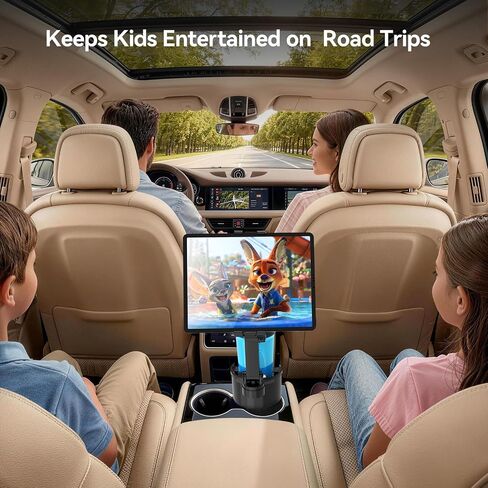 PLDHPRO Cup Holder Tablet Car Mount, Adjustable Truck iPad Cupholder Stand with Telescopic Arm for 5.5-14.6 inch iPad Pro Air Mini Galaxy Tab, Vehicle Road Trip Accessories in Saudi Arabia