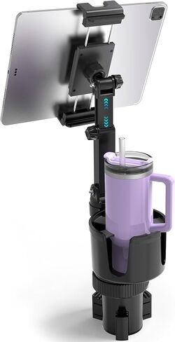 PLDHPRO Cup Holder Tablet Car Mount, Adjustable Truck iPad Cupholder Stand with Telescopic Arm for 5.5-14.6 inch iPad Pro Air Mini Galaxy Tab, Vehicle Road Trip Accessories in Kuwait