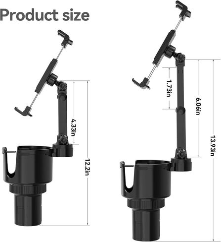 PLDHPRO Cup Holder Tablet Car Mount, Adjustable Truck iPad Cupholder Stand with Telescopic Arm for 5.5-14.6 inch iPad Pro Air Mini Galaxy Tab, Vehicle Road Trip Accessories in Saudi Arabia