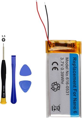 616-0531 Battery Compatible with iPod Nano 6th Generation A1366 MC525LL/A MC695LL/A with Repair Tool Kits in Saudi Arabia