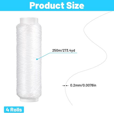 4 PCS Bait Elastic, 0.2mm 820 FT Per Fishing Thread, Magic String Fishing | Invisible Thread Magic, Clear Nylon Thread, Thin Fishing Line for Salmon Sturgeon Bass in Saudi Arabia