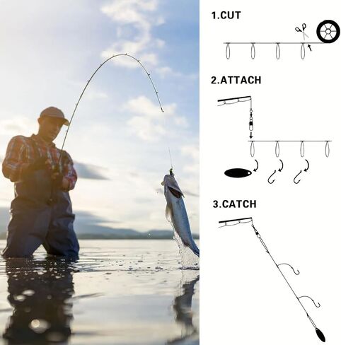 80 Pre-Tied Dropper Loops, 30LB Monofilament Fishing Line, 16 Inch Spacing with 5-6 Inch Loop, Saltwater Freshwater Fishing Leader Rigs for Bottom Fishing in Kuwait