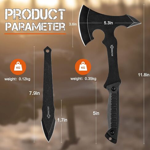 ANTARCTICA Throwing Axe Knife Set 11 inch Full Tang Stainless Steel Throwing Tomahawk Axe and 8 inch Stainless Steel Well-Balanced Throwing Knife for Recreation and Competition(3 Packs) in Saudi Arabia