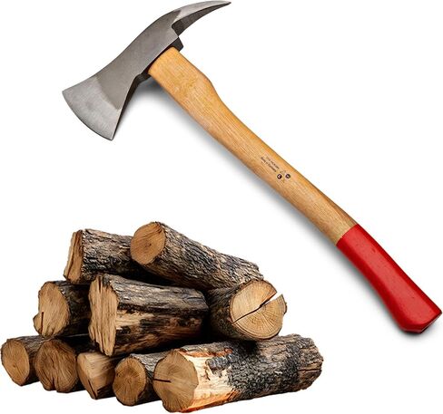 Wood Splitting Axe with Log Pick - 21" Camping Hatchet Axe for Chopping Wood with Forged Steel Head with Log Splitter Blade, Built-in Pickaroon Logging Tool, and Wooden Handle by Kings County Tools in Saudi Arabia