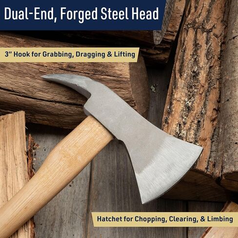 Wood Splitting Axe with Log Pick - 21" Camping Hatchet Axe for Chopping Wood with Forged Steel Head with Log Splitter Blade, Built-in Pickaroon Logging Tool, and Wooden Handle by Kings County Tools in Saudi Arabia