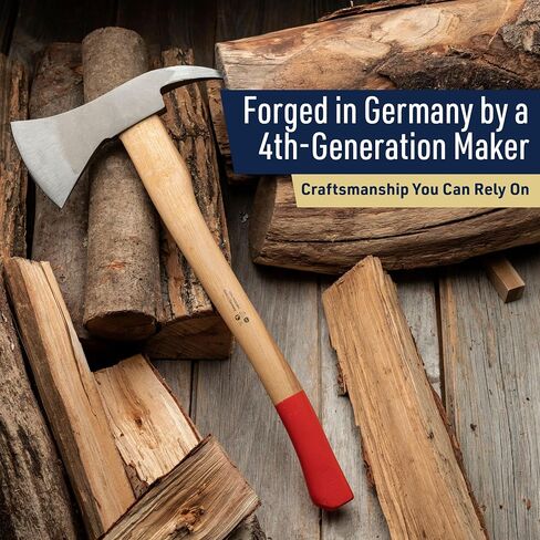 Wood Splitting Axe with Log Pick - 21" Camping Hatchet Axe for Chopping Wood with Forged Steel Head with Log Splitter Blade, Built-in Pickaroon Logging Tool, and Wooden Handle by Kings County Tools in Saudi Arabia