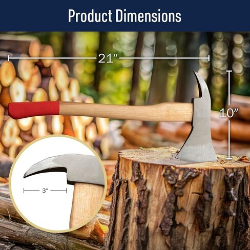 Wood Splitting Axe with Log Pick - 21" Camping Hatchet Axe for Chopping Wood with Forged Steel Head with Log Splitter Blade, Built-in Pickaroon Logging Tool, and Wooden Handle by Kings County Tools in Saudi Arabia
