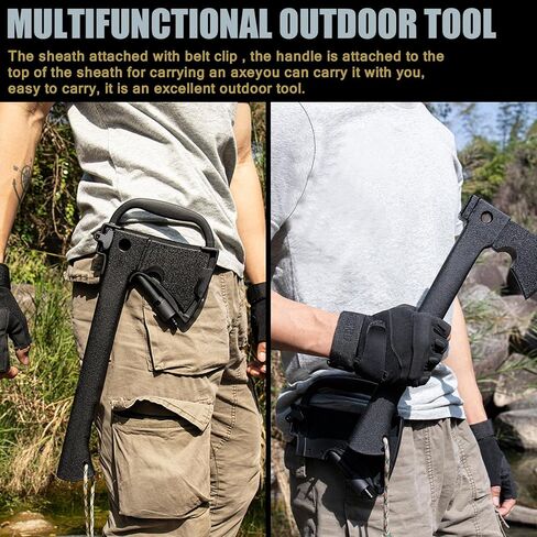Camping Hand Axe with Sheath and Survival Gear - Lightweight Hatchet with Nested Serrated Wood Saw Knife and Magnesium Fire Starter Tools in Saudi Arabia