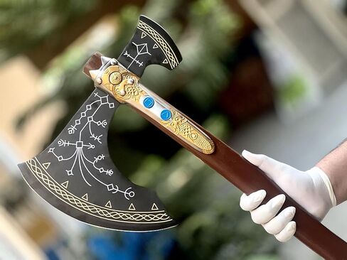 SHINY CRAFTS® Handmade Viking Axe Hatchet Norse Axe- 40" Long Two-Handed Berserker Hatchet Forged Axe - Bearded Axe - with Sheath (VBA-08) in Saudi Arabia