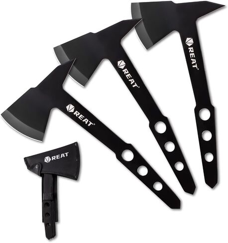 REAT Throwing Axes Set with Sheath 3 Piece,10.5" Throwing Hatchet,Back Yard Throwing Game,Recreation,Competition,Gifts for Men,Women in Saudi Arabia