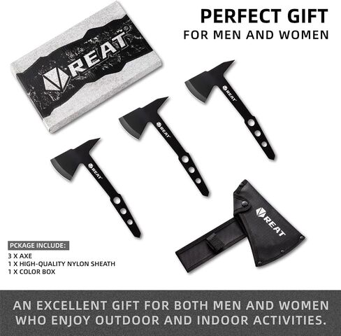 REAT Throwing Axes Set with Sheath 3 Piece,10.5" Throwing Hatchet,Back Yard Throwing Game,Recreation,Competition,Gifts for Men,Women in Saudi Arabia