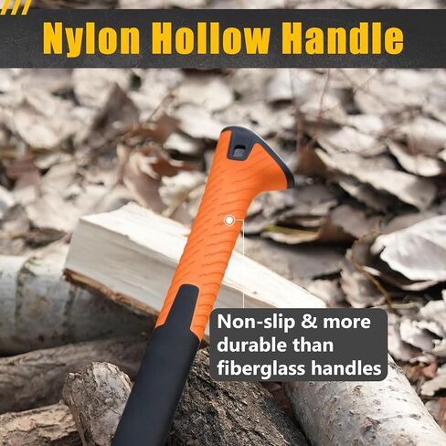 DESHIL 18" Chopping Hatchet Axe for Camping & Kindling with Sheath | Lightweight Nylon Hollow Handle, Anti-Slip Shock Absorption Grip for Outdoor Survival, Splitting, Hiking & Yard Tools in Saudi Arabia