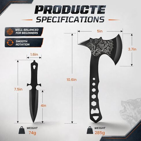 3 Pack Throwing Axe Set, Full Tang Stainless Steel Throwing Tomahawk Throwing Hatchet, 3 Pack Throwing Knives Set with Bottle Opener and Nylon Sheath for Backyard Recreation and Competition in Saudi Arabia
